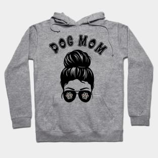 Dog Mom Messy Bun  Aviator Sunglasses with Mandala Paw Prints Hoodie